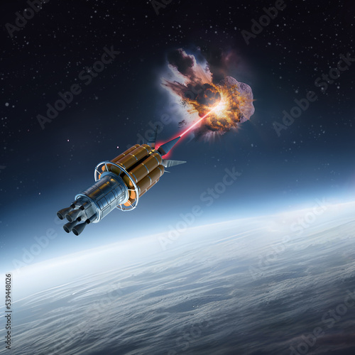 Spaceship shooting at an asteroid