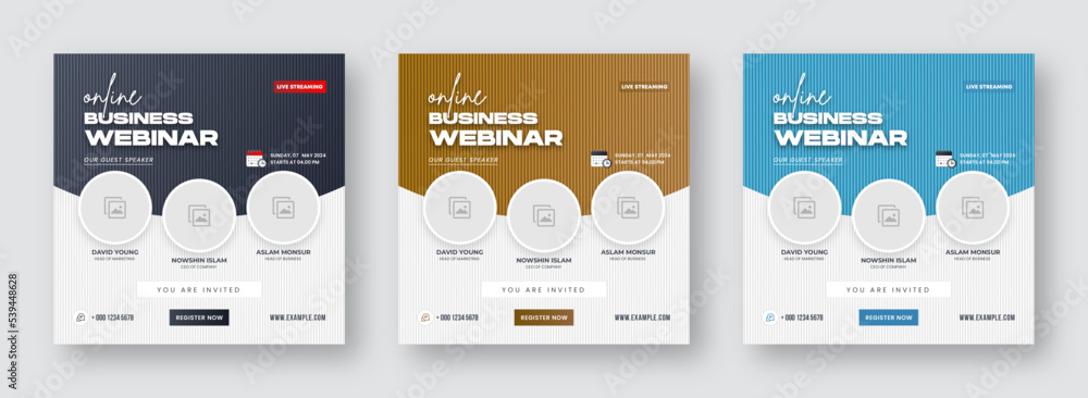 Business webinar invitation design. Webinar and business conference