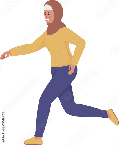 Running woman semi flat color raster character. Female figure. Full body person on white. Common situation isolated modern cartoon style illustration for graphic design and animation