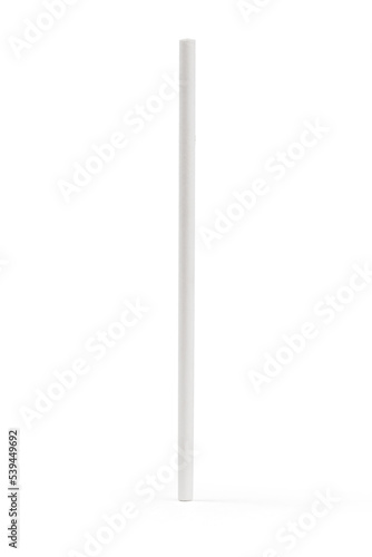 Close-up shot of a white paper cake pop stick. The cake pop stick for making cake pops, lollipops, and more is isolated on a white background. Front view.