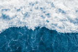Dark blue sea ocean large, big  wave and  liquid white foam