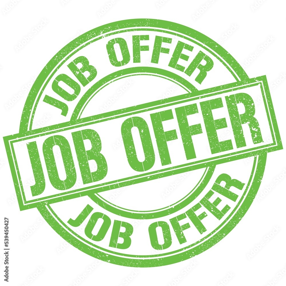 JOB OFFER written word on green stamp sign JOB OFFER written word on green stamp sign
