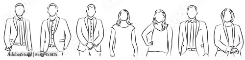 7 Anwälte Anzugträger Berater Zeichnung Lineart Vektor Grafik | Lawyers Suits Consultants Drawing Lineart Vector Graphic