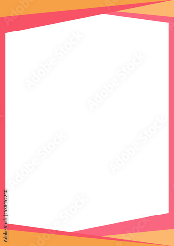 Orange, pink and white triangles color with stripe line shape. Suitable for social media post and web internet ads. Template layout. Frame, boarder for text, picture, advertisement. Empty space. 