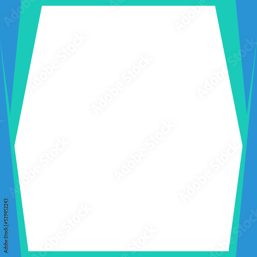 Blue, green triangles color with stripe line shape. Suitable for social media post and web internet ads. Template layout. Frame, boarder for text, picture, advertisement. Empty space. Curtains.
