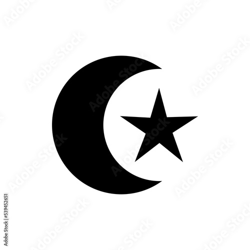 Free Download Black and white crescent moon star logo illustration - GFXLoad