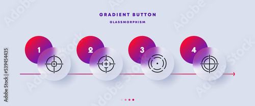 Business target set icon. Aim, advertising, announcement, job, emloyment, the target audience. Work concept. Glassmorphism style. Vector line icon for Business and Advertising