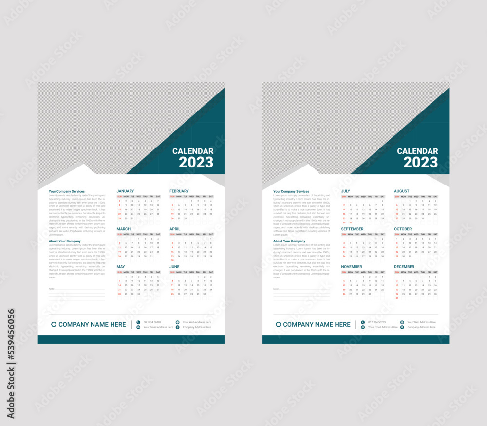 Wall calendar 2023, 2 page wall calendar design template
Wall calendar 2023, 2 page wall calendar design template