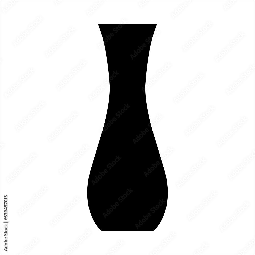 Black vector illustration of modern ceramic vase. Single element in trendy boho style isolated on white background Black vector illustration of modern ceramic vase. Single element in trendy boho style isolated on white background
