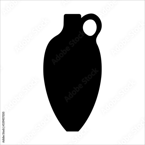 Black vector illustration of modern ceramic vase. Single element in trendy boho style isolated on white background