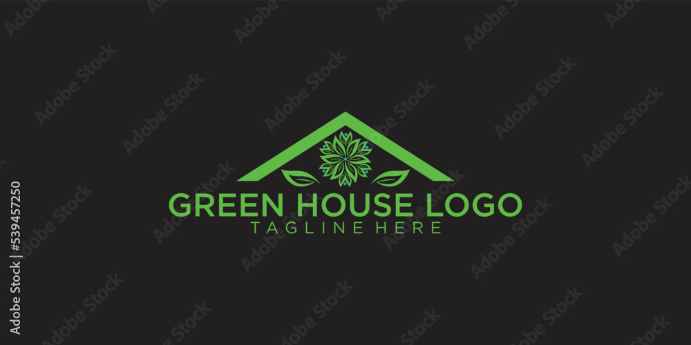 Simple Green house logo with unique concept premium vector Simple Green house logo with unique concept premium vector