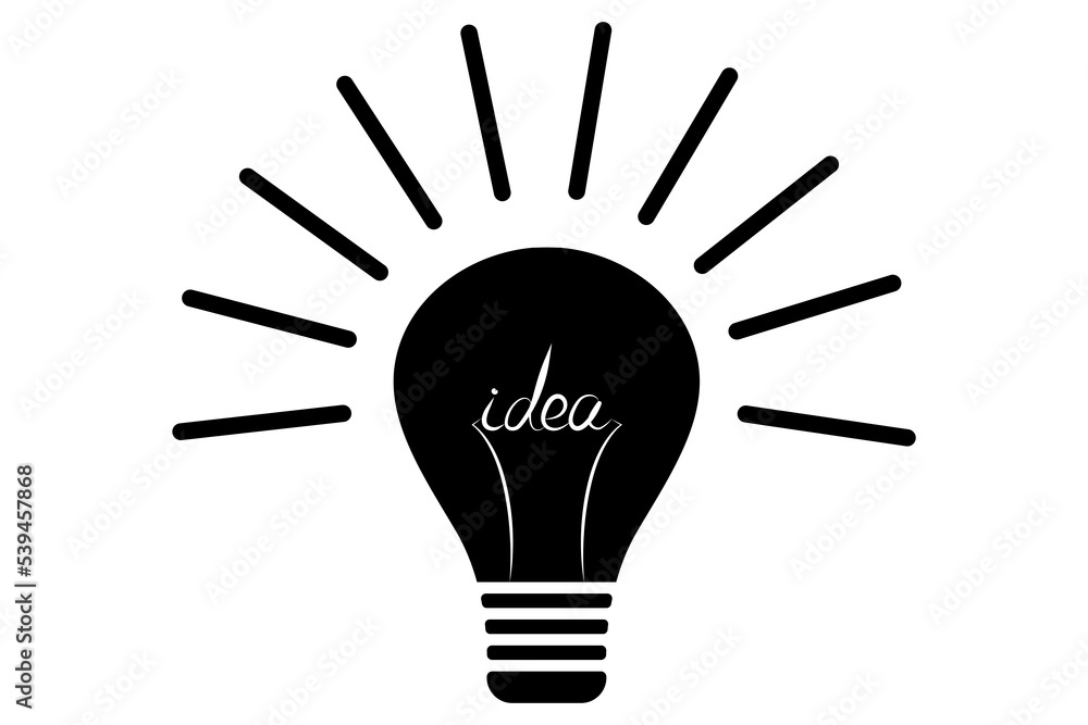 A simple flat lightbulb. Idea concept. Good for any project. A simple flat lightbulb. Idea concept. Good for any project.