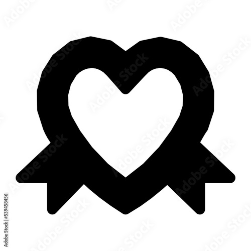 Heart Shaped Emblem Flat Vector Icon