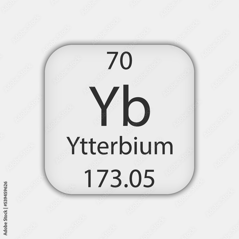Ytterbium symbol. Chemical element of the periodic table. Vector illustration.