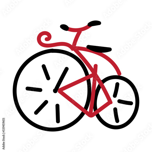 Hand drawn old fashioned Vector vintage bicycle icon. Black icon. Modern doodle design