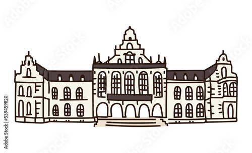 Hand drawn doodle castle or government building.