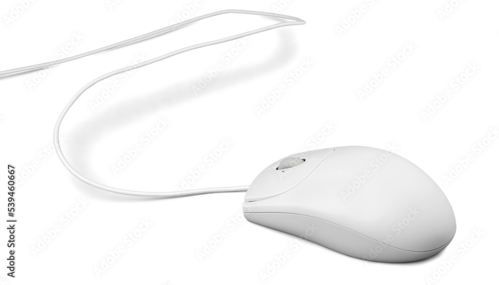 White computer mouse on a white background White computer mouse on a white background