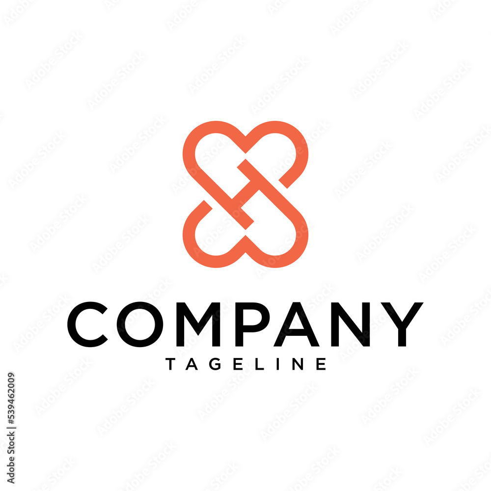 Obraz premium Heart Logo with Letter H Set Vector