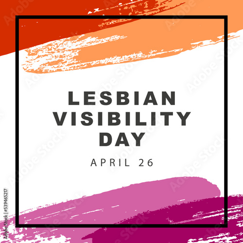 The flag of lesbian pride. April 26, Lesbian Visibility Day. Red, orange, white, pink and burgundy-purple brushstrokes, drawn by hand.