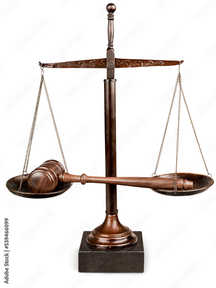 Justice Scales and wooden gavel . Justice concept
