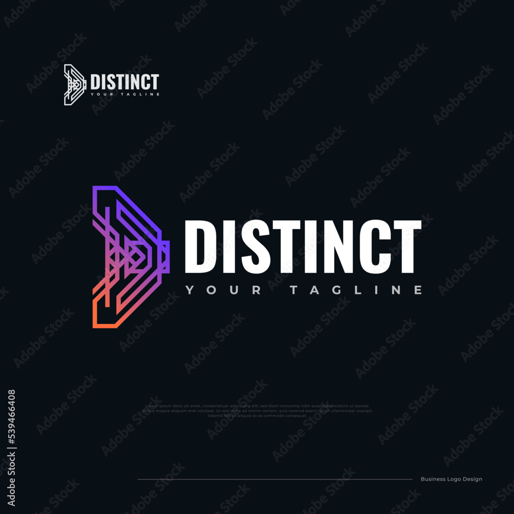 Fototapeta premium Modern Letter D Logo Design with Abstract Concept and Colorful Connected Lines. Great for Business, Technology and Communication Brand Logo