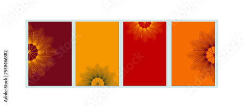 Bright posters, postcards, invitations, backgrounds of warm autumn tones decorated with an abstract natural element. It can also be used for social media posts