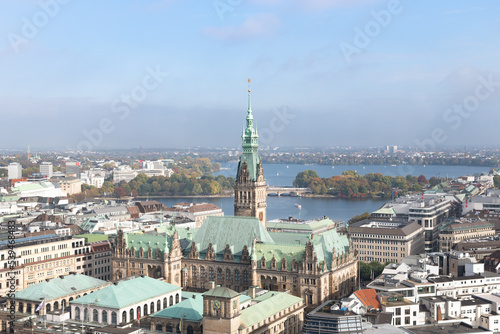 Rathaus  Binnen- und Au  enalster in Hamburg