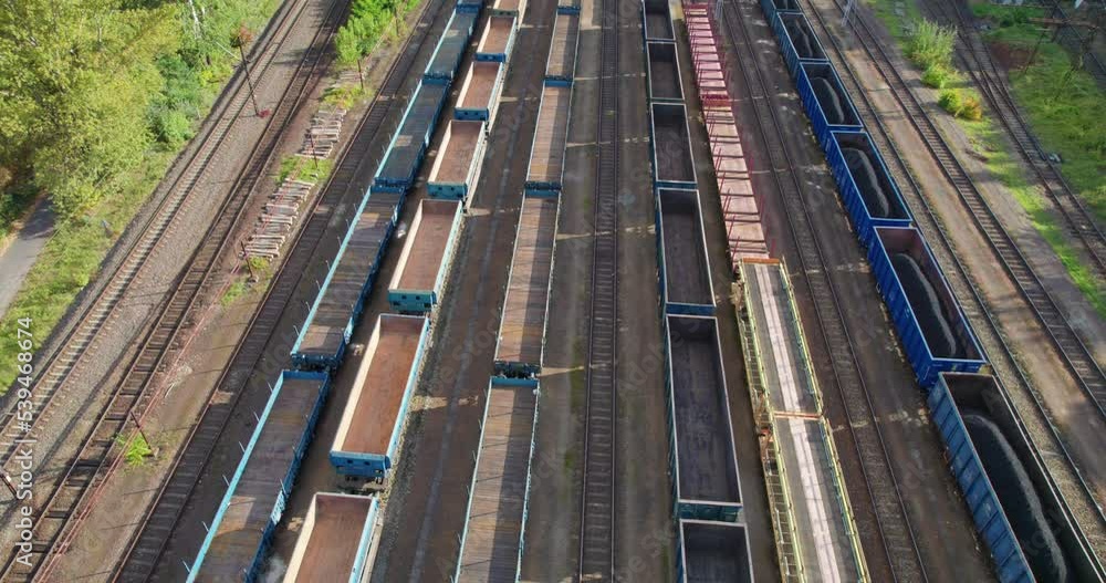 aerial view of a freight train with coal aerial view of a freight train with coal