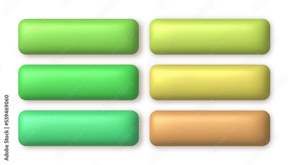 Set of cute green and beige 3d buttons for web design. 3d realistic design element. Set of cute green and beige 3d buttons for web design. 3d realistic design element.