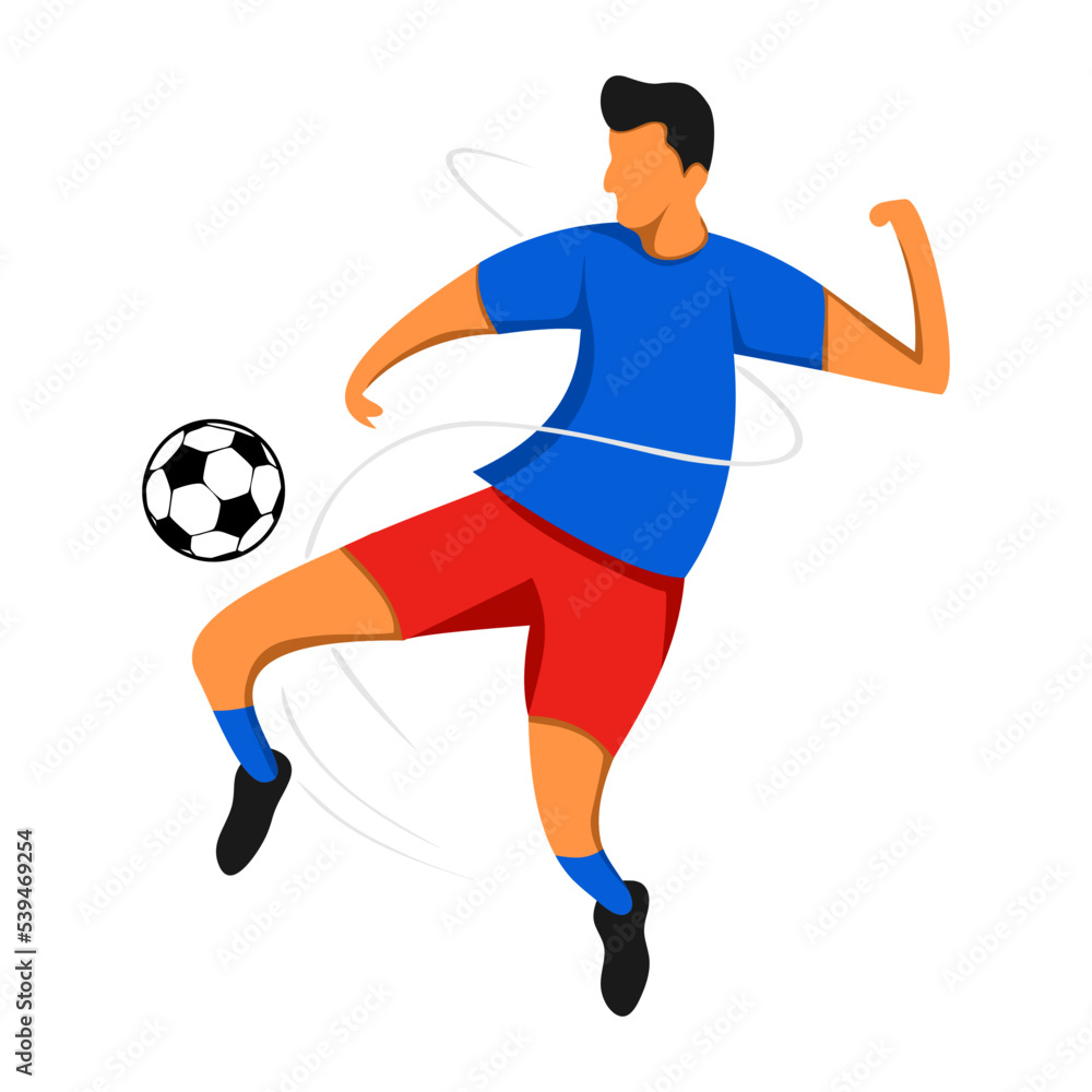 Flat cartoon professional football player. Vector illustration