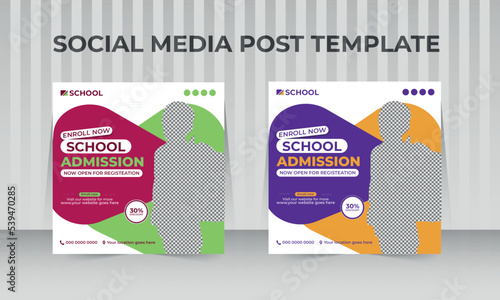 School Social Media Post Template School education admission social media post & back to school web banner template education advertisement