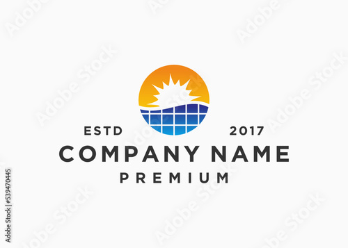 solar energy logo design vector illustration template