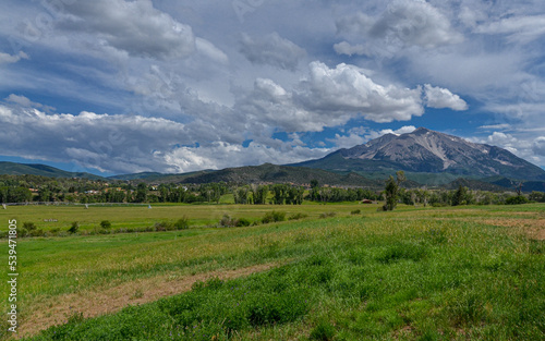 green valley along Colorado State Highway 133 near Carbondale with Mt. Sopris scenic view photo