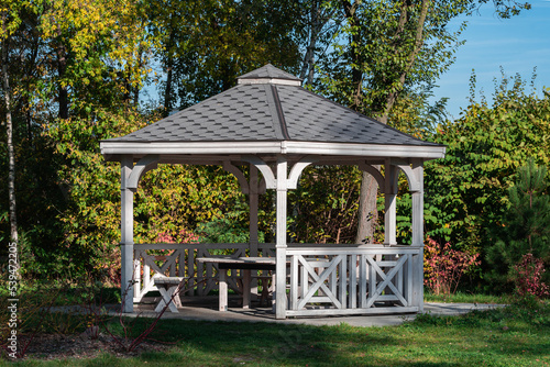 the wooden park gazebo house