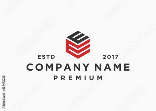 letter ee hexagon logo design vector illustration template