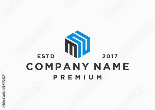 initials letter mn hexagon logo design vector illustration template