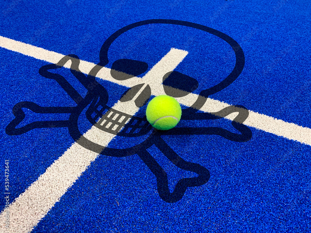 Death of padel with ball on court - obrazy, fototapety, plakaty 