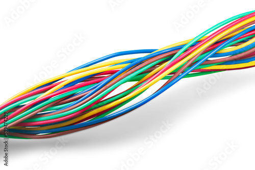 Fotografie Multicolored computer cables isolated on white background