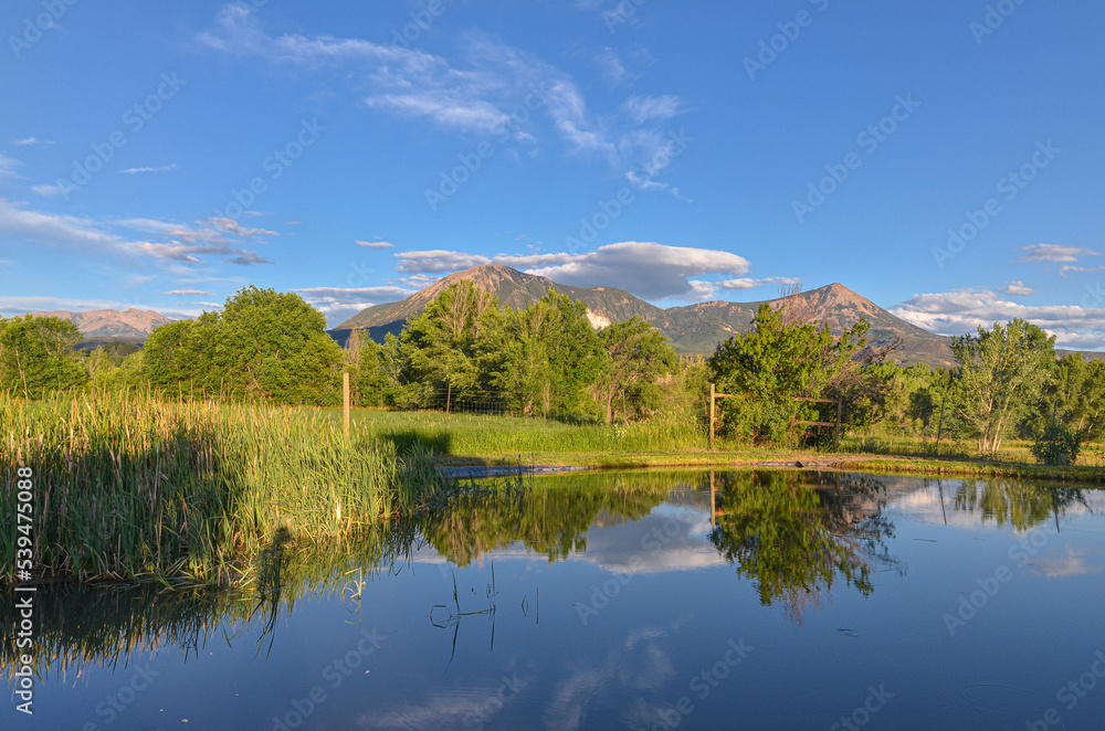 scenic view of Landsend Peak and Lamborn Mountain from Paonia valley (Gunnison county, Colorado)