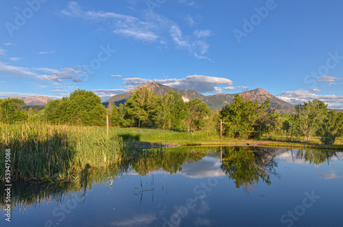 scenic view of Landsend Peak and Lamborn Mountain from Paonia valley (Gunnison county, Colorado)