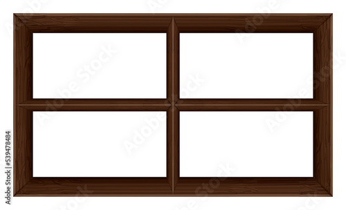 3D illustration vintage wooden window frame rectangle transparency background.
