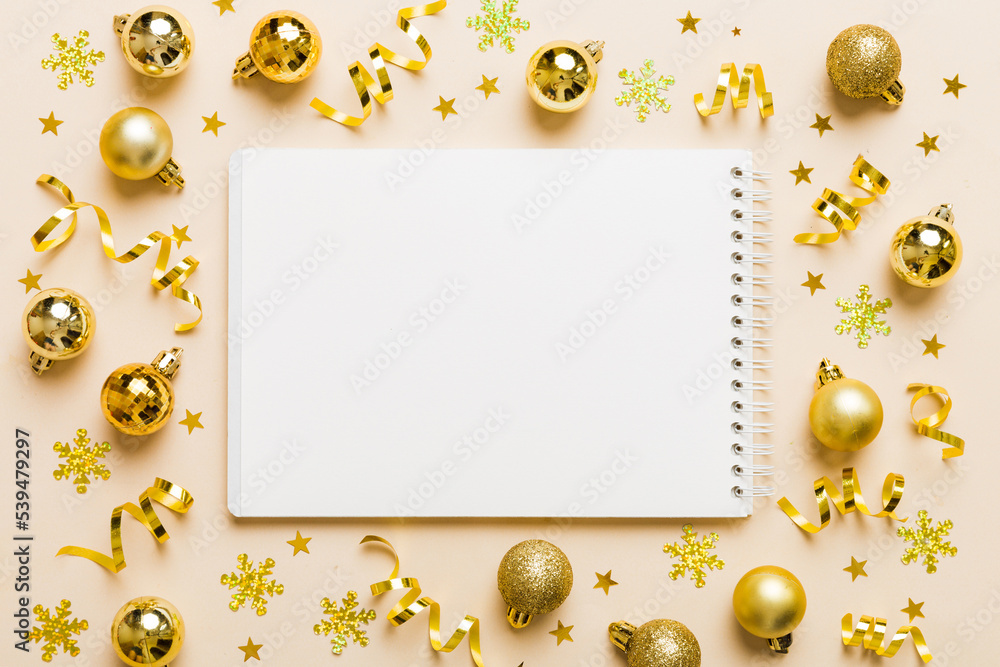 Christmas blank greeting card mock-up scene. Creative layout made of Christmas tree branches and paper card note. Flat lay. Nature New Year concept