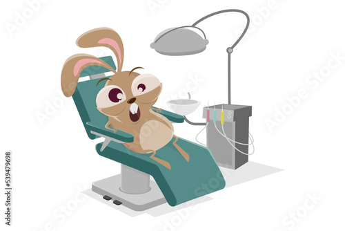 funny cartoon rabbit at the dentist