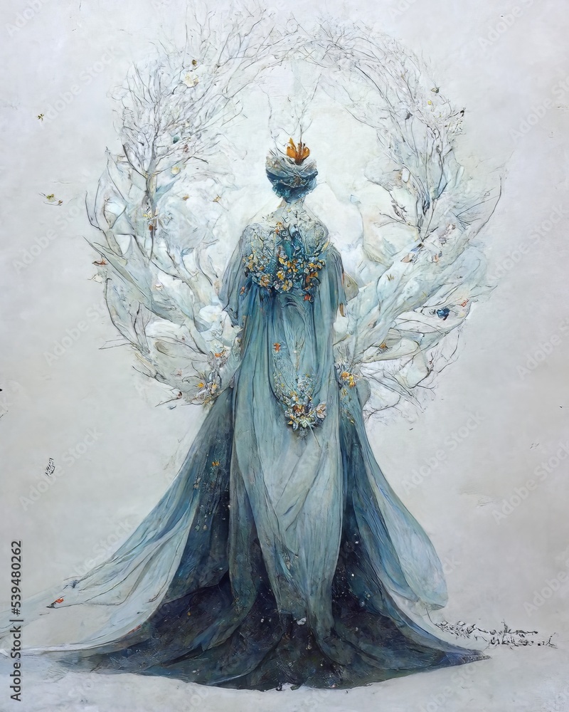 The Snow Queen . The motive of the character of a famous fairy tale.