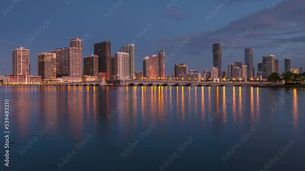 Downtown Miami with Venetian causeway time-lapse Downtown Miami with Venetian causeway time-lapse