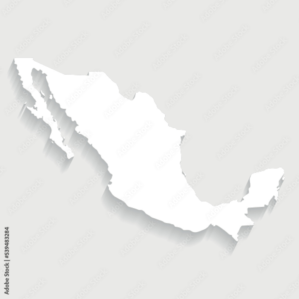 Simple white Mexico map on gray background, vector, illustration, eps 10 file