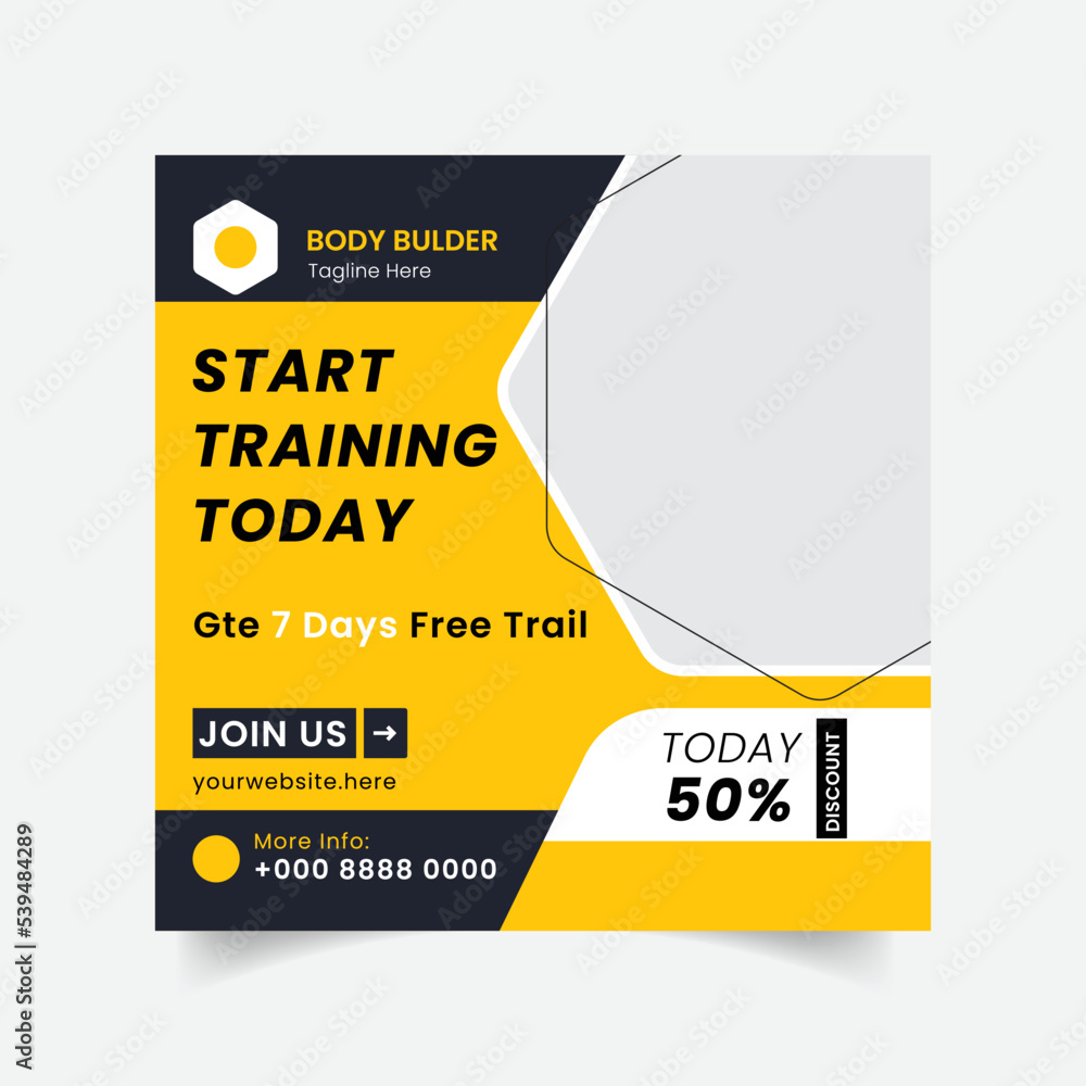 Gym fitness social media post Design | web banner design template Gym fitness social media post Design | web banner design template