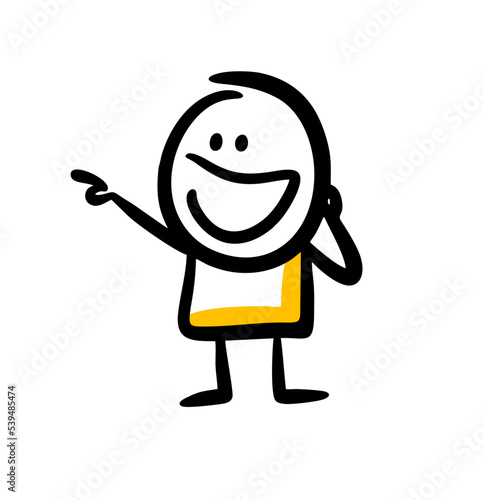 Cute child pointing with his finger on something above.