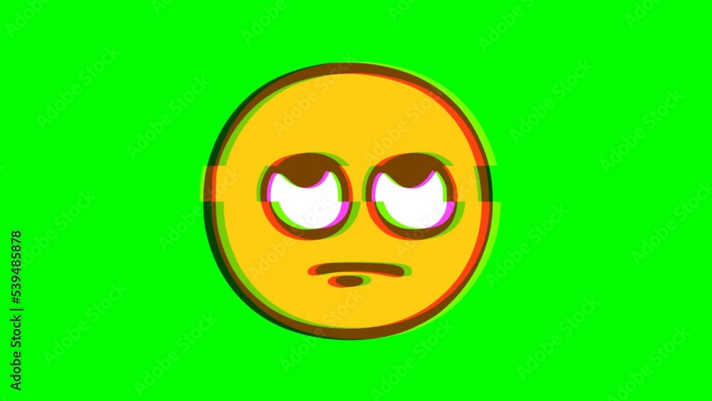 Upset face emoticon glitch effect on green background. Emoji motion graphics. Upset face emoticon glitch effect on green background. Emoji motion graphics.