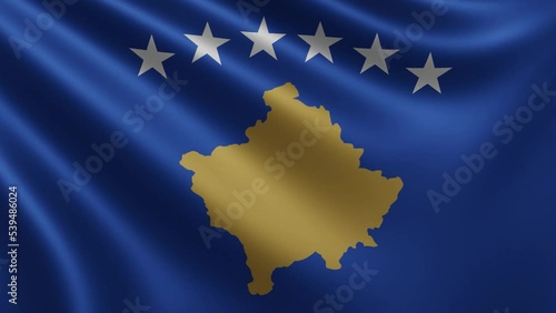  The flag of Kosovo flutters in the wind close-up, the state flag of the Republic of Kosovo does not fly in 3d, in 4k resolution. High quality 4k footage